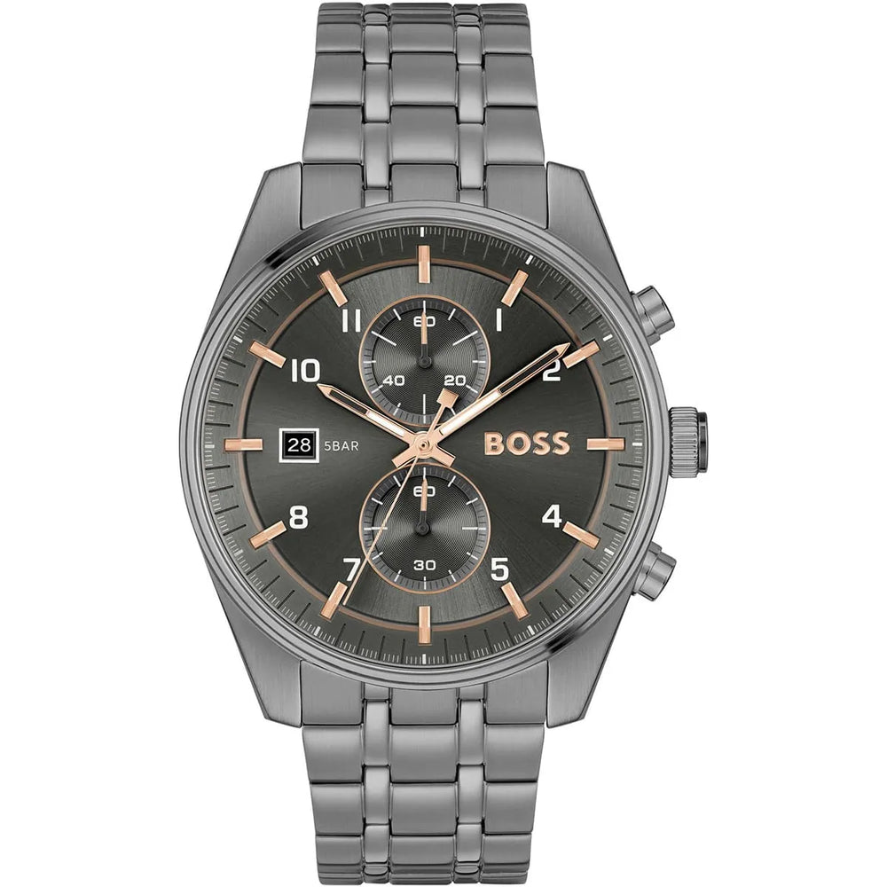 Hugo Boss Sky Traveller 1514153 Gray Ion-Plated Stainless Steel Gray Dial Men's Watch