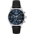 Hugo Boss Avery 1514156 Runner Silver Case Blue Dial Black Leather Men's Watch