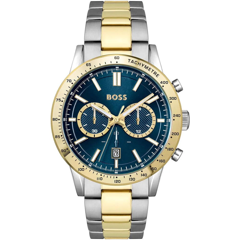 Hugo Boss Runner 1514163 Two-Tone Silver Gold Case Blue Dial Men's Watch