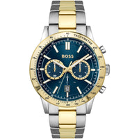 Hugo Boss Runner 1514163 Two-Tone Silver Gold Case Blue Dial Men's Watch