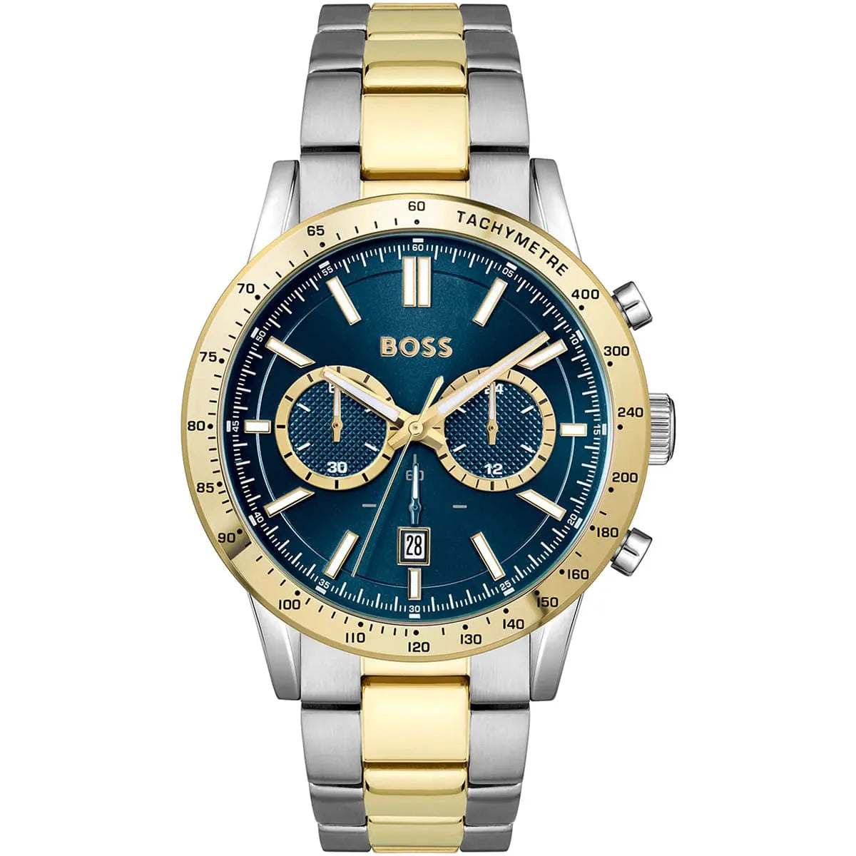 Hugo Boss Runner 1514163 Two-Tone Silver Gold Case Blue Dial Men's Watch