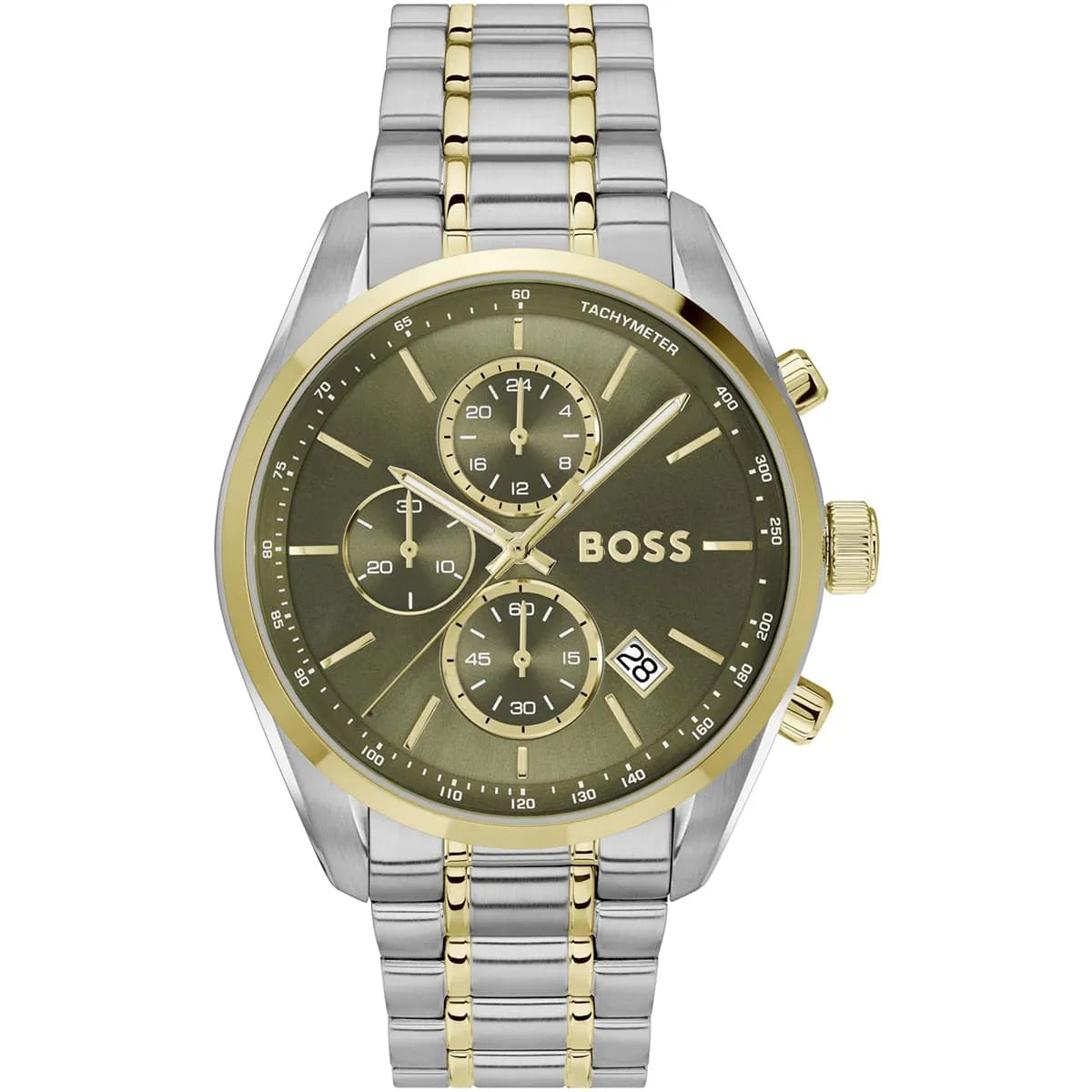Hugo Boss Grand Prix 1514227 Green Dial Two-Tone Men's Chronograph Watch
