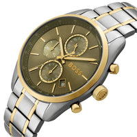 Hugo Boss Grand Prix 1514227 Green Dial Two-Tone Men's Chronograph Watch