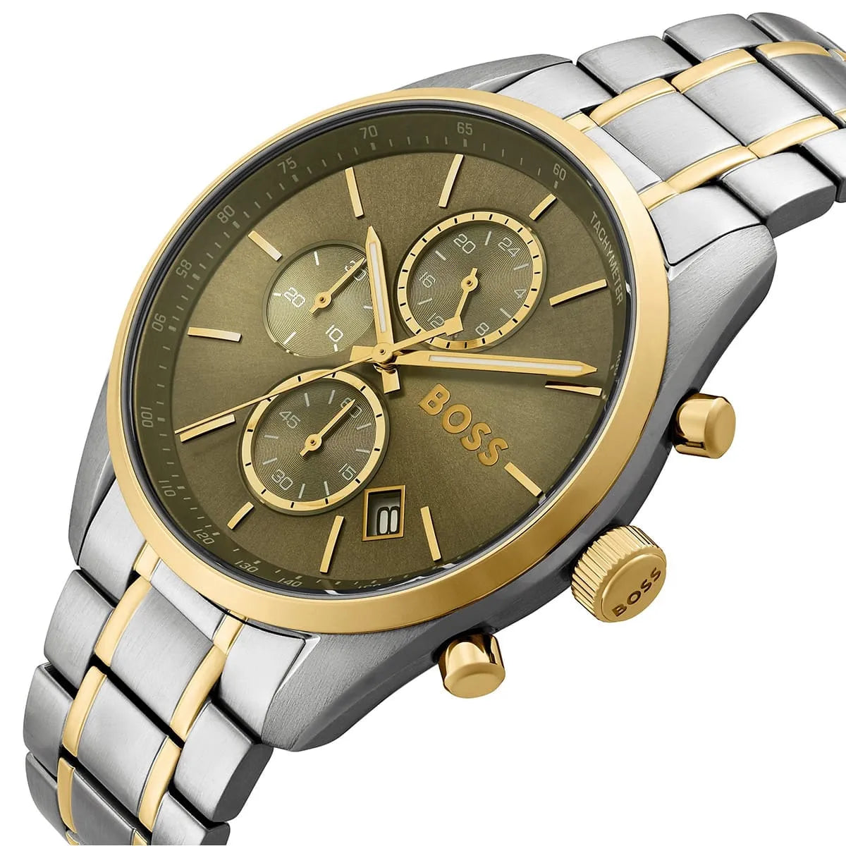 Hugo Boss Grand Prix 1514227 Green Dial Two-Tone Men's Chronograph Watch