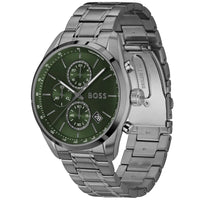Hugo Boss Integrity 1514228 Chronograph Green Dial Gunmetal Stainless Steel Men's Watch