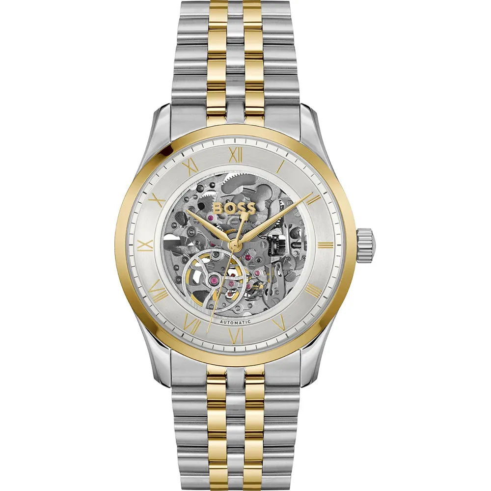Hugo Boss Principle 1514237 Automatic Skeleton Two-Tone Stainless Steel Men's Watch