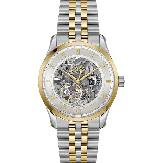 Hugo Boss Principle 1514237 Automatic Skeleton Two-Tone Stainless Steel Men's Watch