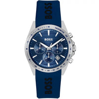 Hugo Boss Strike 1514239 Chronograph Blue Dial Navy Blue Rubber Men's Watch
