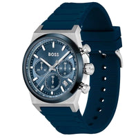Hugo Boss Candor 1514243 Chronograph Blue Dial Navy Blue Rubber Men's Watch