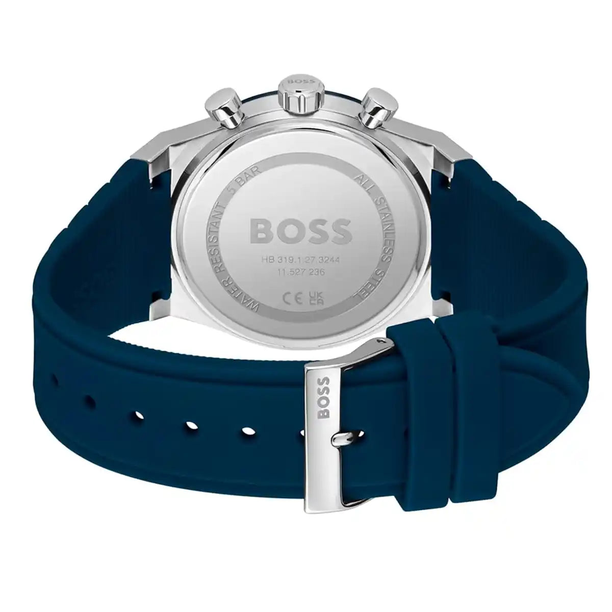 Hugo Boss Candor 1514243 Chronograph Blue Dial Navy Blue Rubber Men's Watch