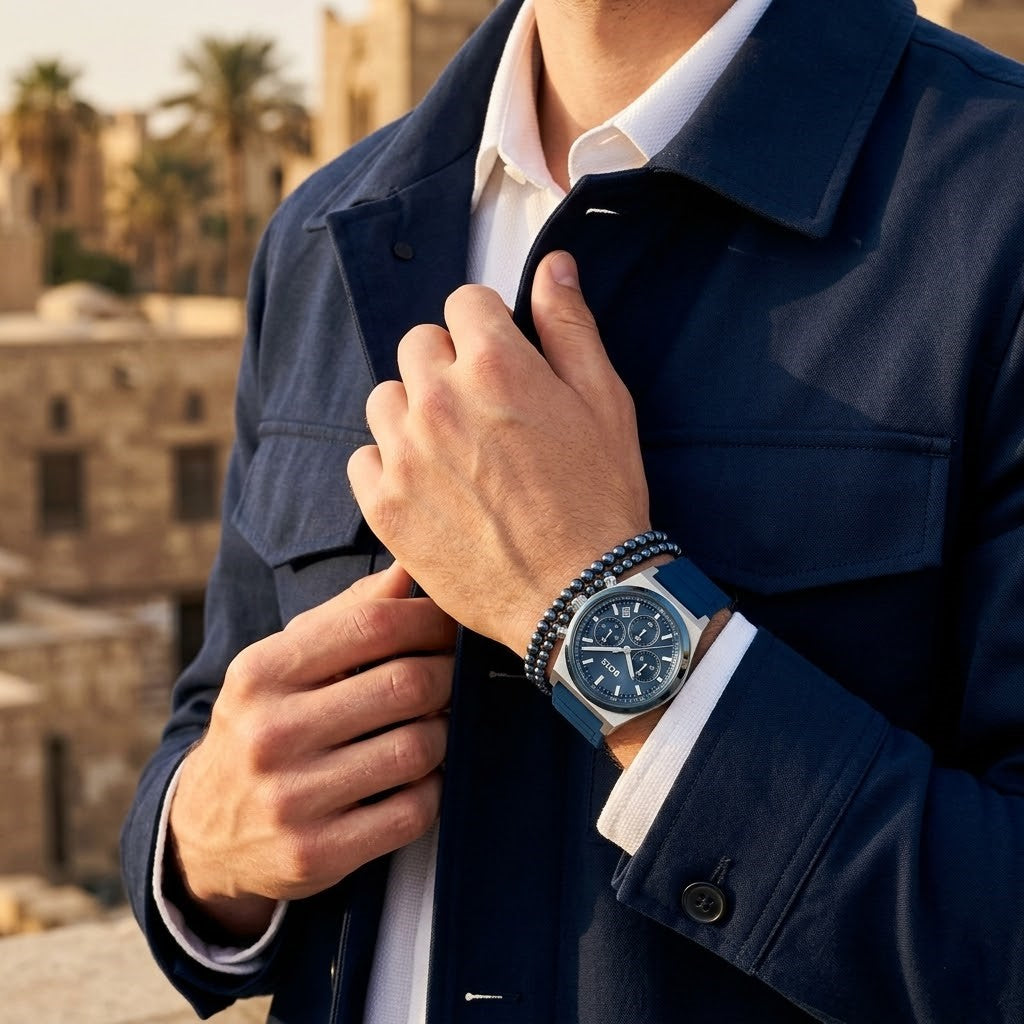 Hugo Boss Candor 1514243 Chronograph Blue Dial Navy Blue Rubber Men's Watch