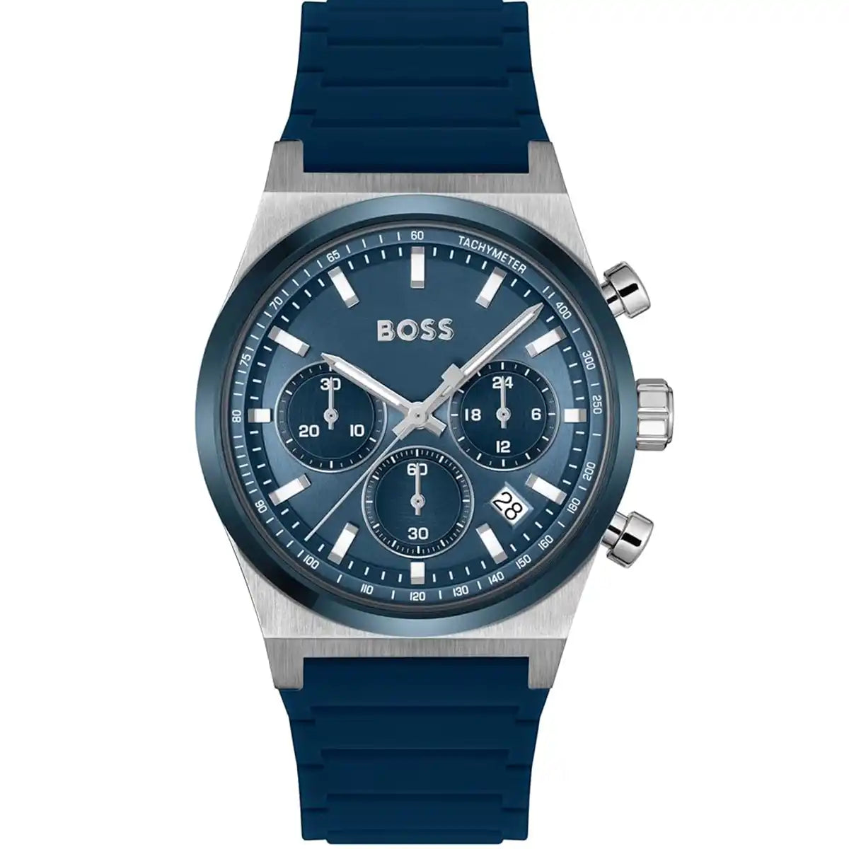 Hugo Boss Candor 1514243 Chronograph Blue Dial Navy Blue Rubber Men's Watch