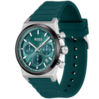 Hugo Boss Candor 1514244 Chronograph Green Dial Emerald Green Rubber Men's Watch