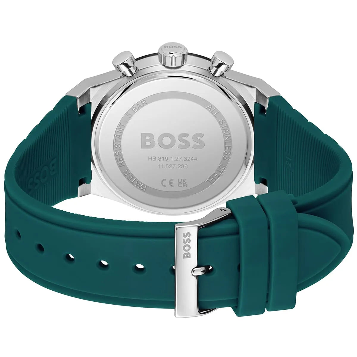 Hugo Boss Candor 1514244 Chronograph Green Dial Emerald Green Rubber Men's Watch