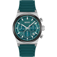 Hugo Boss Candor 1514244 Chronograph Green Dial Emerald Green Rubber Men's Watch