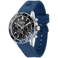 Hugo Boss Runner 1514245 Chronograph Black Dial Blue Rubber Men's Watch