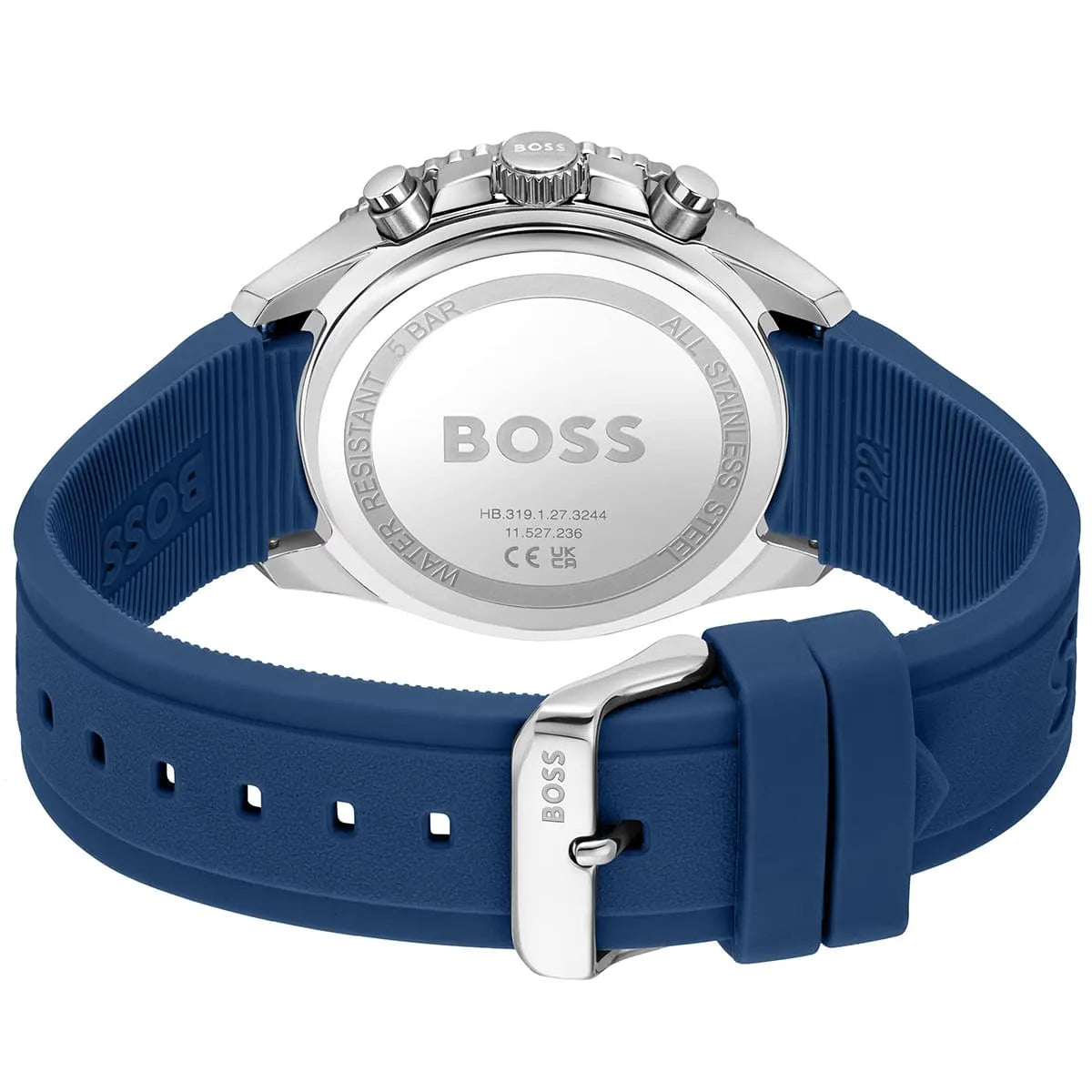 Hugo Boss Runner 1514245 Chronograph Black Dial Blue Rubber Men's Watch