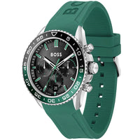 Hugo Boss Runner 1514246 Silver Case Black Dial Green Rubber Men's Watch