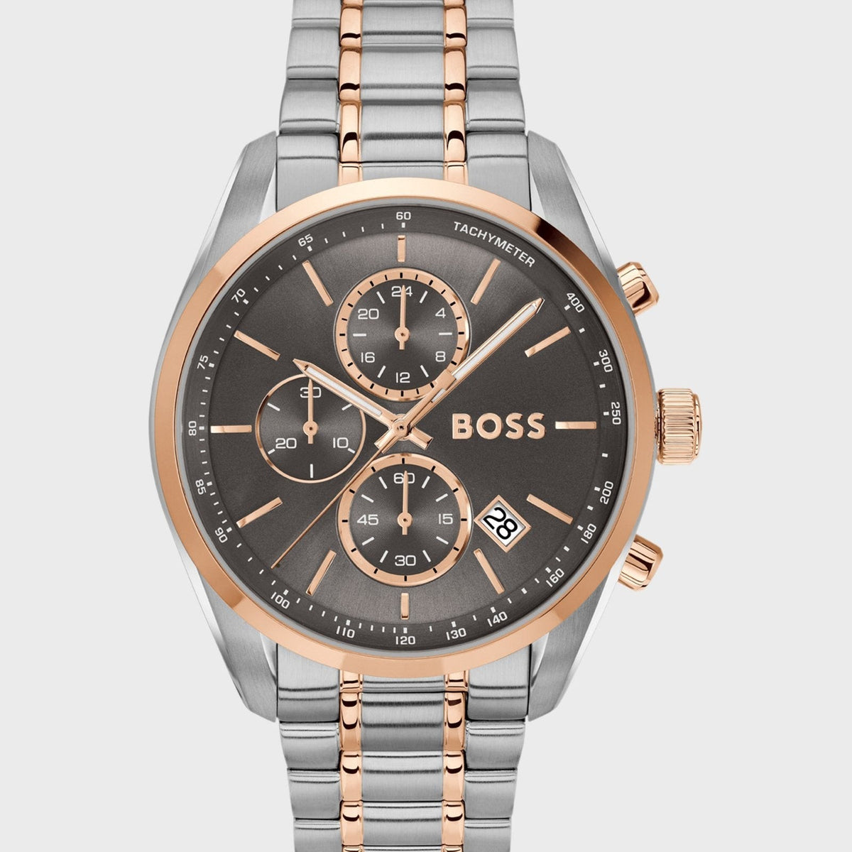 Hugo Boss Steer 1514252 Two-Tone Silver & Rose Gold Grey Dial Men's Watch