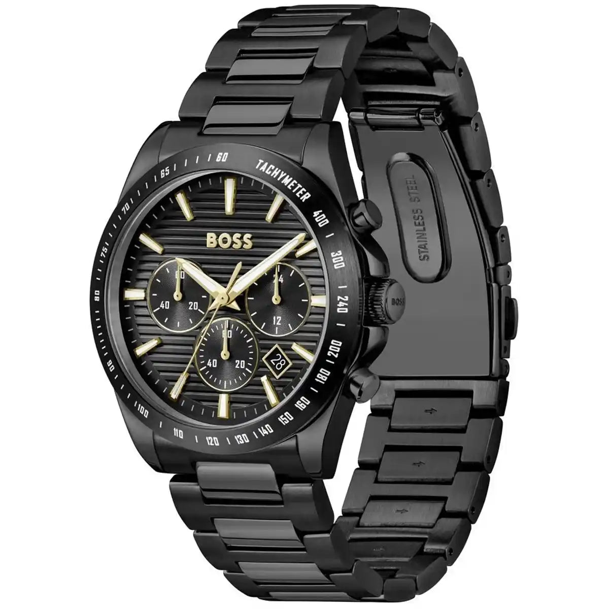 Hugo Boss Strike 1514291 Chronograph Black Dial All-Black Stainless Steel Men's Watch
