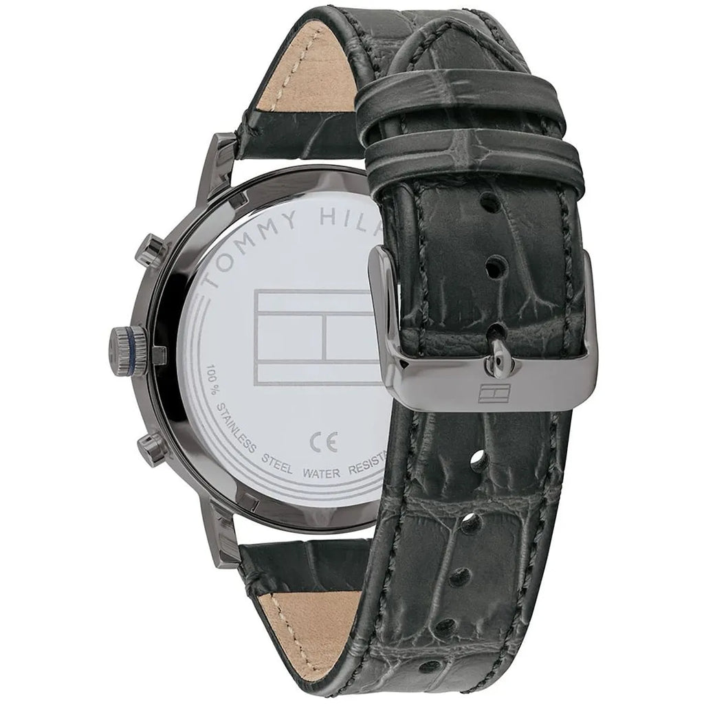 1710395 Tommy Hilfiger Evan Men's Chronograph Watch - Black Dial - Black Leather Strap -