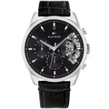 Tommy Hilfiger Damon 1710449 Multi-Function Black Dial Men's Black Leather Watch