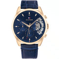 Tommy Hilfiger Damon 1710451 Multi-Function Blue Dial Men's Blue Leather Watch