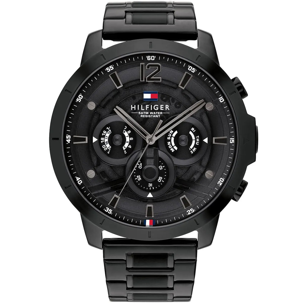Tommy Hilfiger Kyle 1710494 Multi-Function Black Dial Men's Black Steel Watch