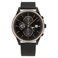 Tommy Hilfiger Weston 1710505 Two-Tone Black Dial Men's Black Stainless Steel Mesh Watch
