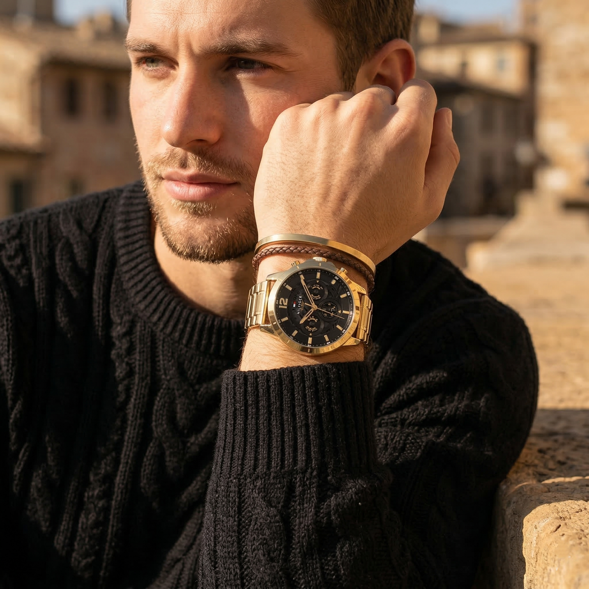 Tommy Hilfiger Luca 1710511 Gold-Tone Black Dial Men's Watch