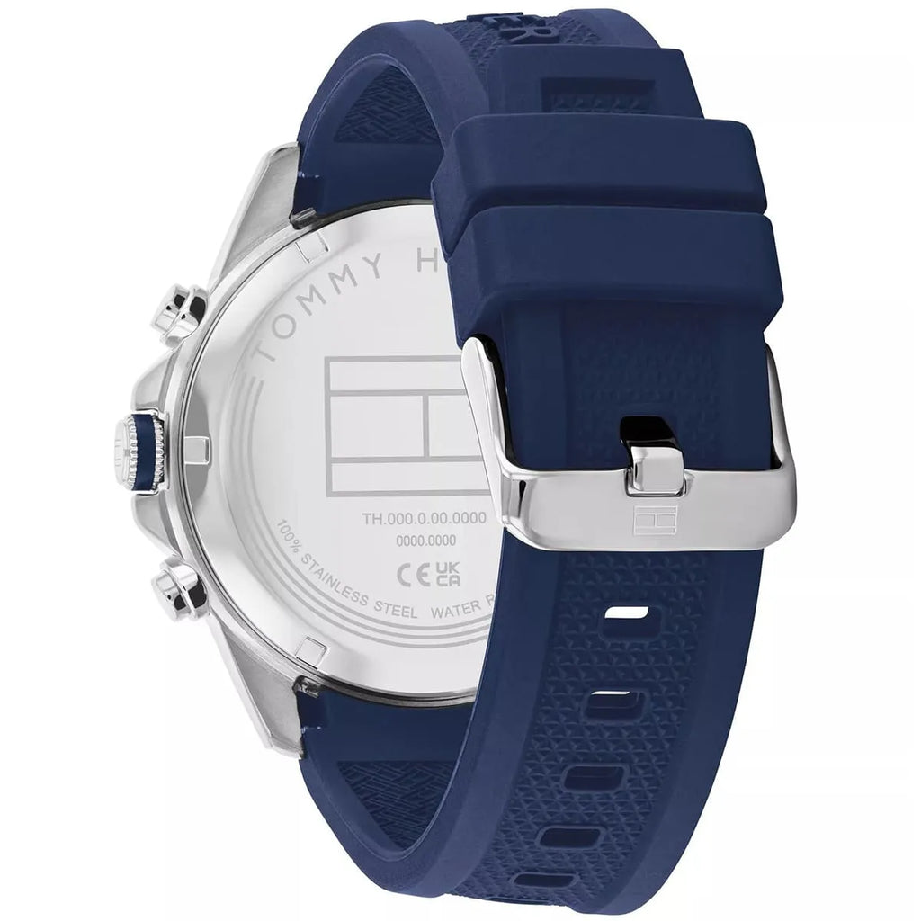 Tommy Hilfiger Lars 1710649 Silver Blue Dial Blue Rubber Men's Watch