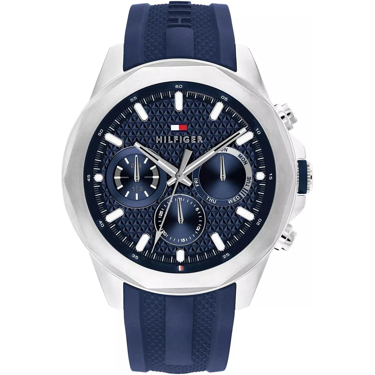 Tommy Hilfiger Lars 1710649 Silver Blue Dial Blue Rubber Men's Watch