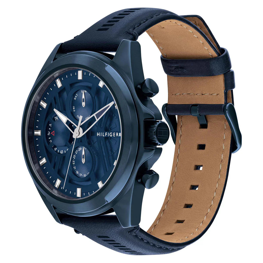 Tommy Hilfiger Jax 1710655 All Navy Blue Dial Blue Leather Men's Watch