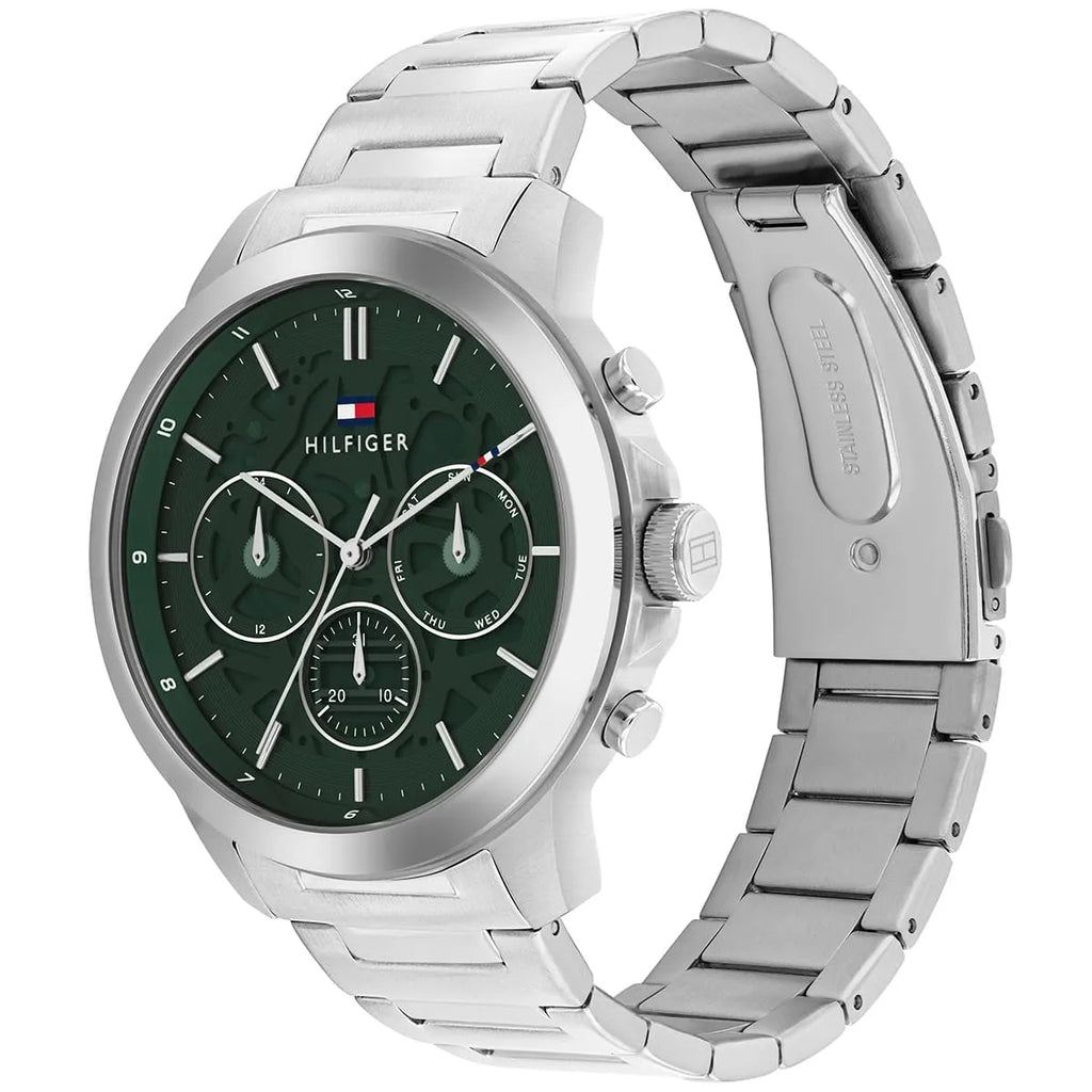Tommy Hilfiger Henry 1710686 Silver Green Skeleton Dial Metal Men's Watch