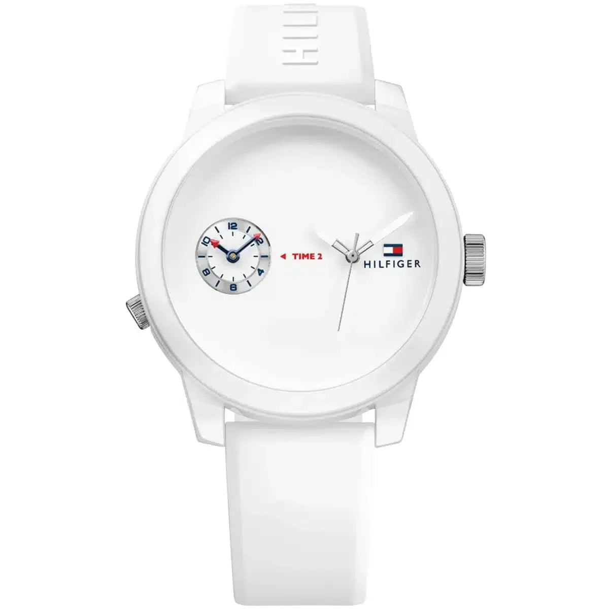 Tommy Hilfiger Duo 1791324 Dual-Time White Dial Men's White Rubber Watch