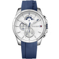 Tommy Hilfiger Decker 1791349 Silver Case White Dial Blue Rubber Men's Watch