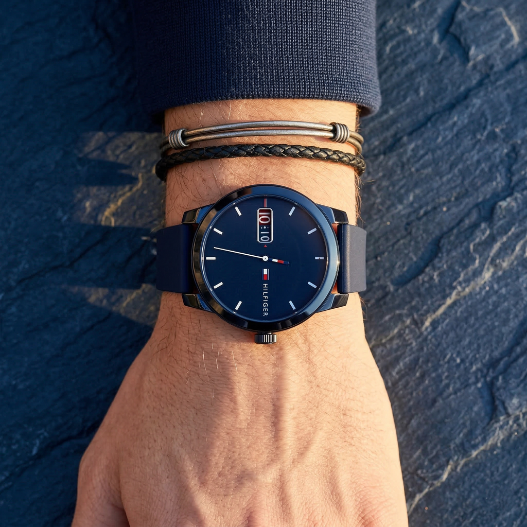 Tommy Hilfiger Denim 1791381 All Blue Rubber Strap Men's Watch