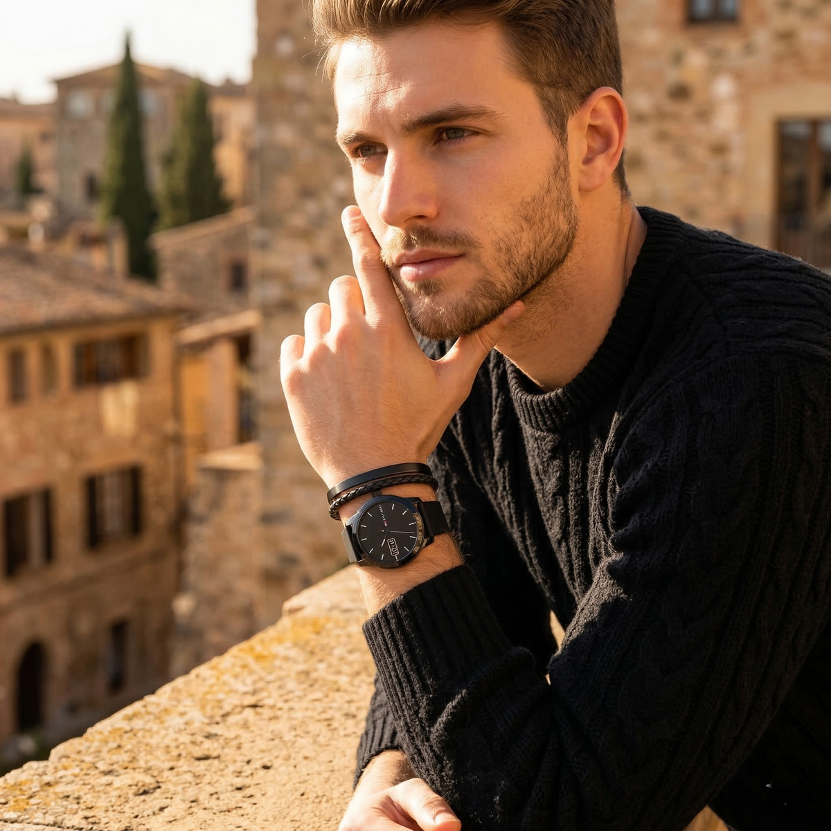 Tommy Hilfiger Denim 1791382 All Black Rubber Strap Men's Watch