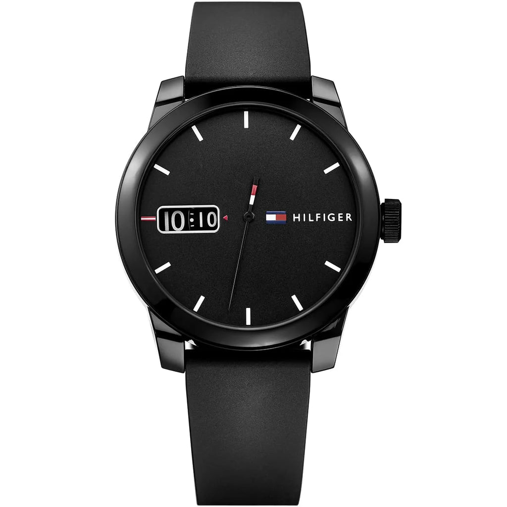 Tommy Hilfiger Denim 1791382 All Black Rubber Strap Men's Watch