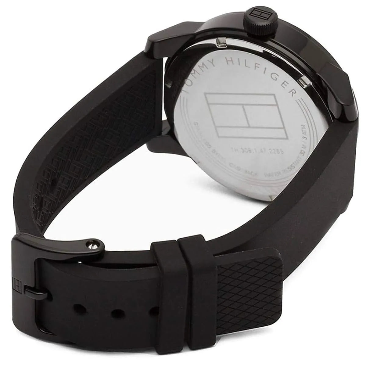 Tommy Hilfiger Denim 1791382 All Black Rubber Strap Men's Watch