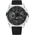 Tommy Hilfiger Oliver 1791563 Multi-Function Black Dial Men's Black Rubber Watch