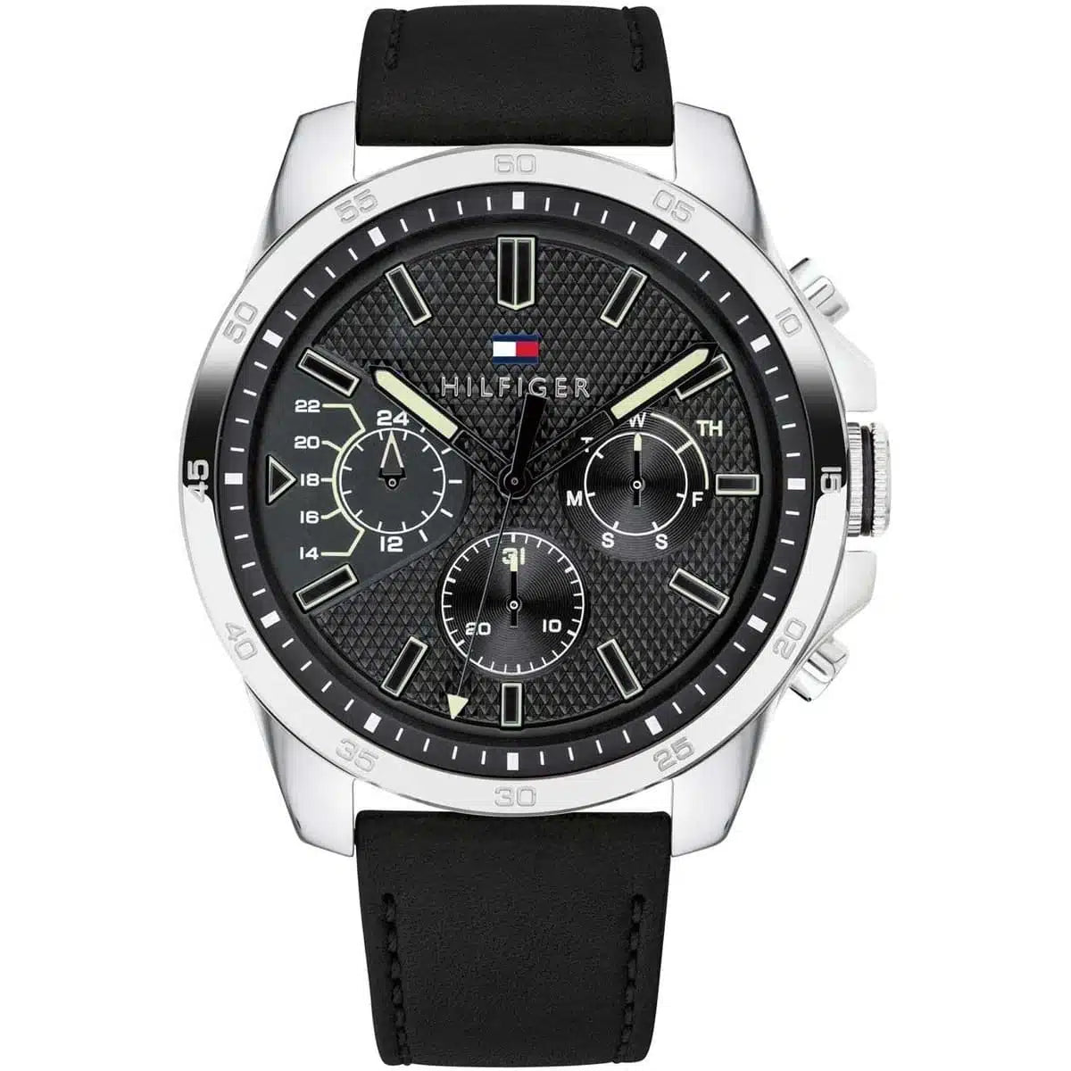 Tommy Hilfiger Oliver 1791563 Multi-Function Black Dial Men's Black Rubber Watch