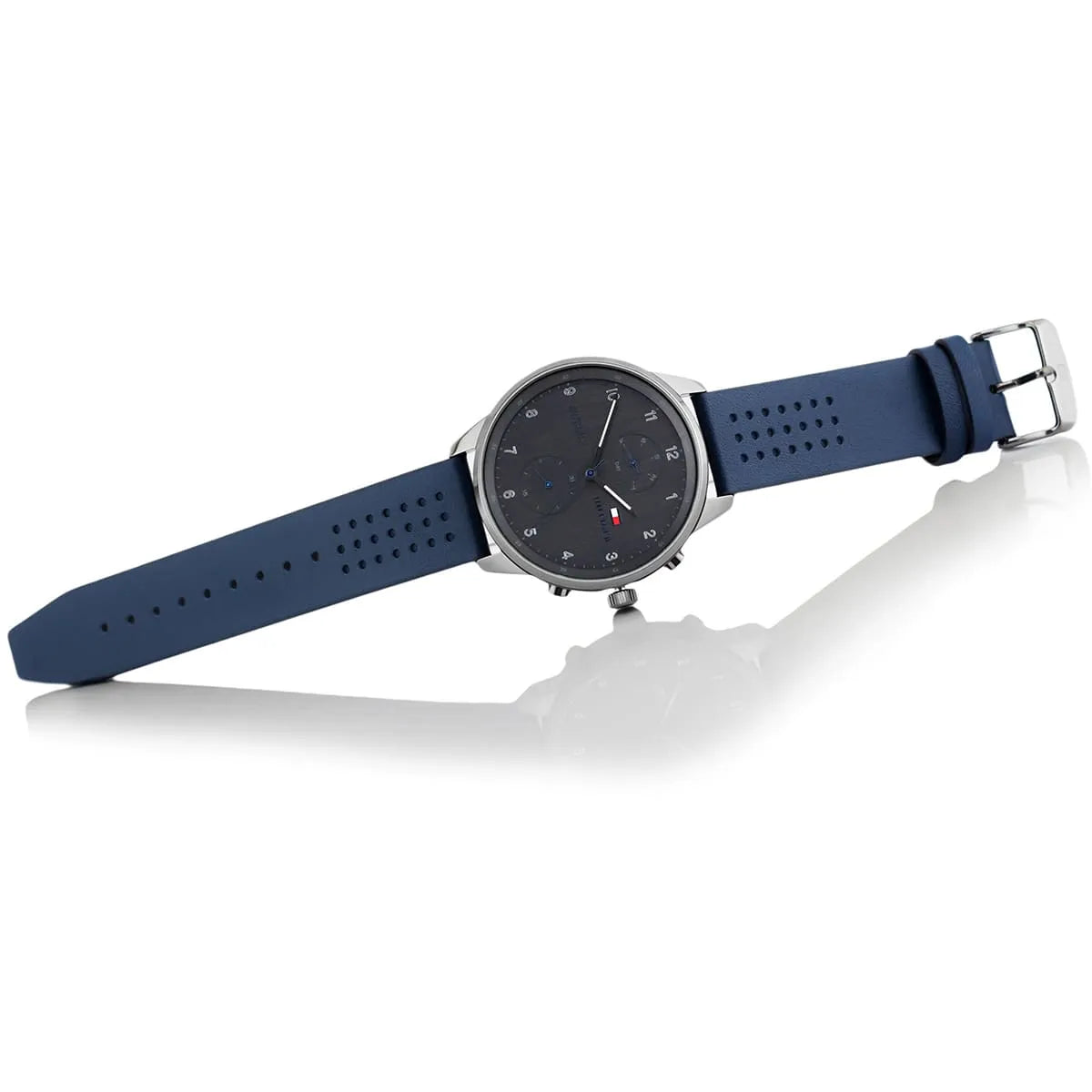 Tommy Hilfiger Chase 1791578 Gunmetal Gray Dial Blue Leather Men's Watch