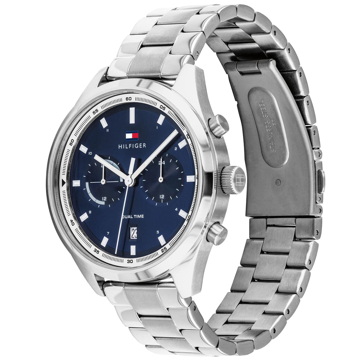 Tommy Hilfiger Bennett 1791725 Silver-Tone Blue Dial Dual-Time Men's Watch