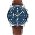 Tommy Hilfiger Aiden 1791837 Multi-Function Blue Dial Men's Brown Leather Watch