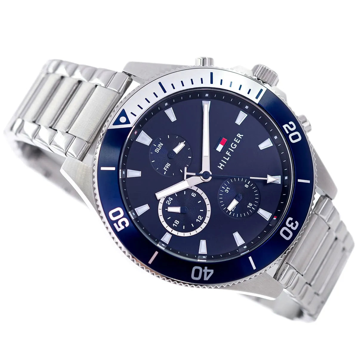 Tommy Hilfiger Larson 1791917 Multi-Function Blue Dial Men's Silver Steel Watch