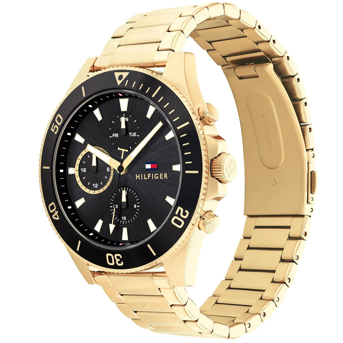 Tommy Hilfiger Larson 1791919 Multi-Function Black Dial Men's Gold Steel Watch