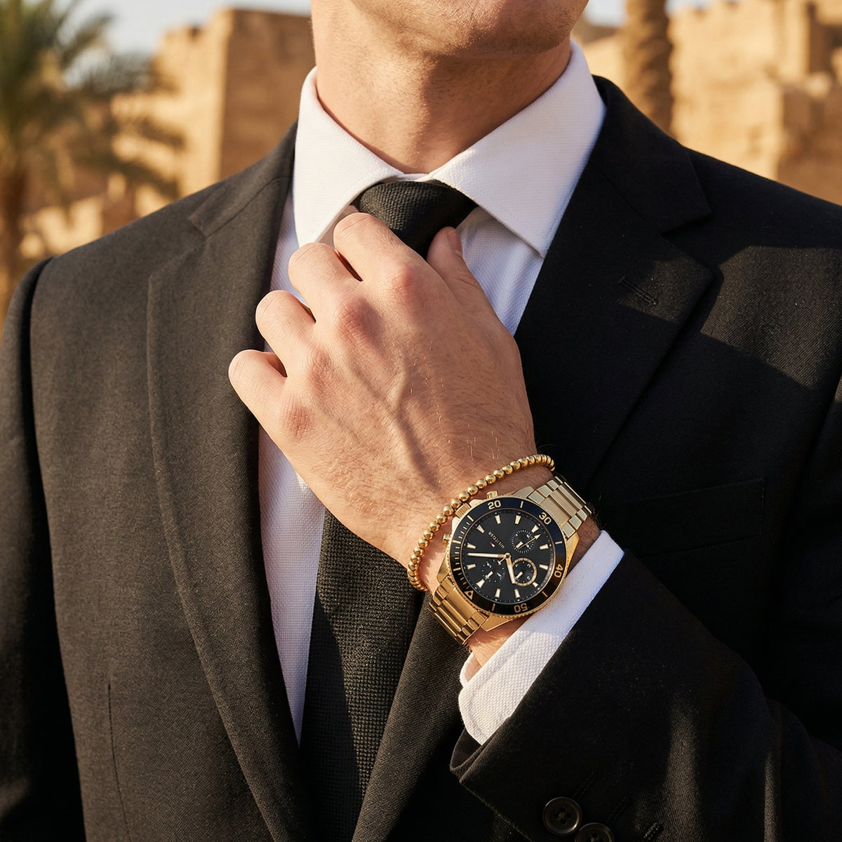 Tommy Hilfiger Larson 1791919 Multi-Function Black Dial Men's Gold Steel Watch