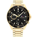Tommy Hilfiger Larson 1791919 Multi-Function Black Dial Men's Gold Steel Watch