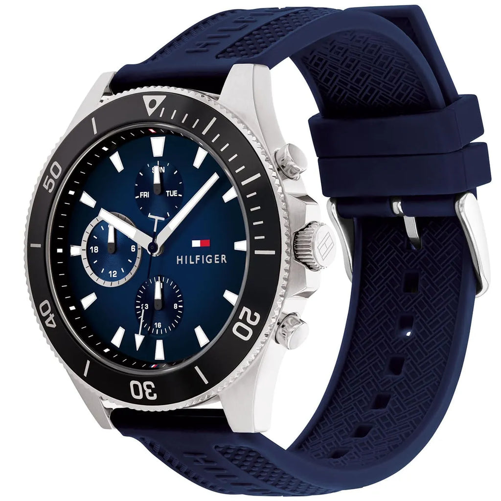 Tommy Hilfiger Larson 1791920 Multi-Function Blue Dial Men's Blue Rubber Watch